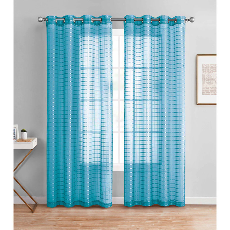 Rideau en polyester Didonna, Bleu sarcelle