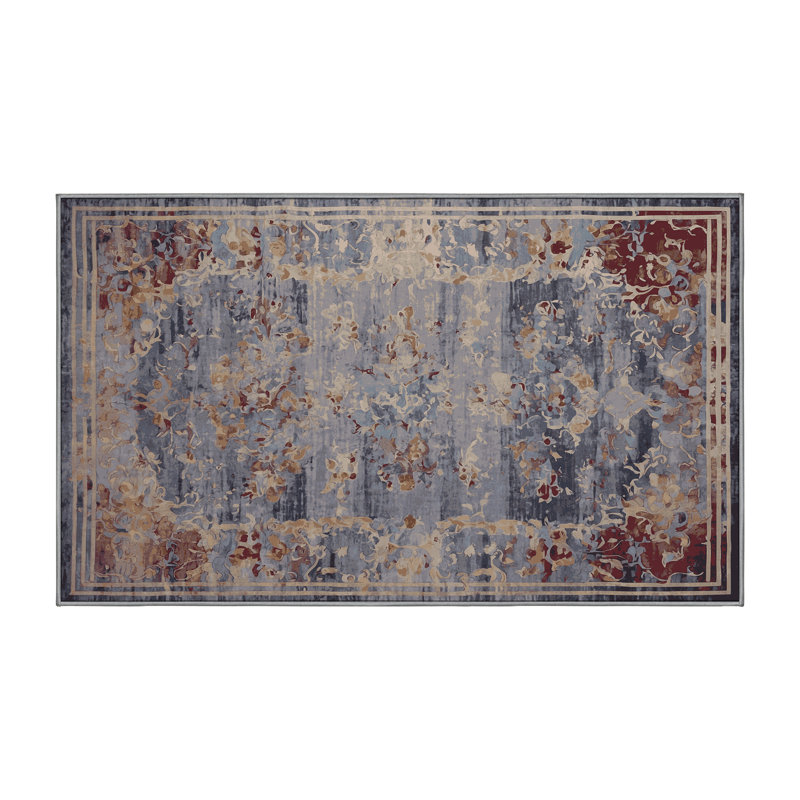 Tapis gris soyeux et moelleux, Rectangle 5 pi x 7 pi
