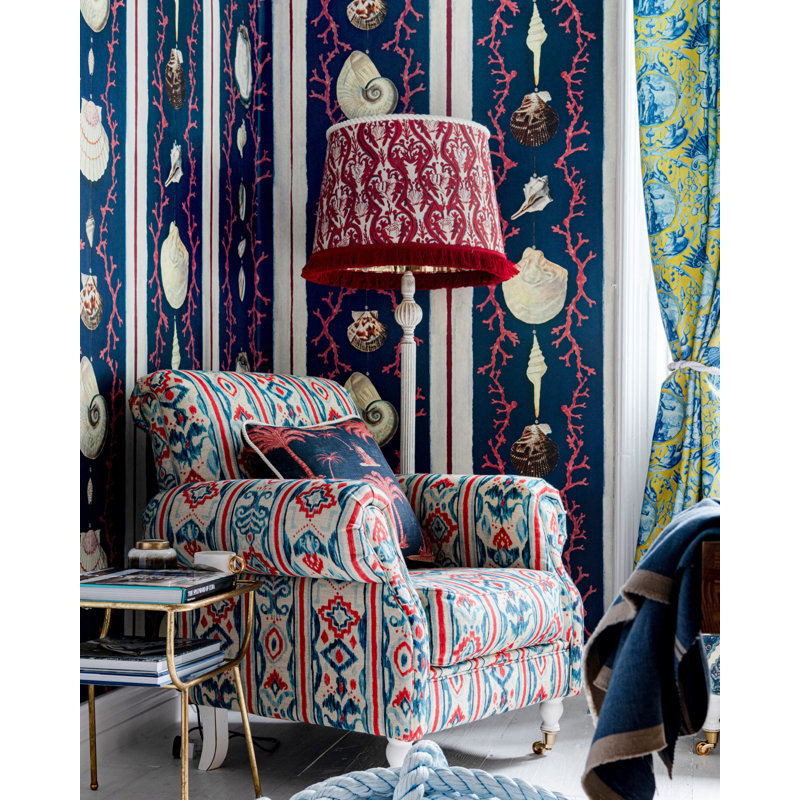 Sundance Villa Wallpaper Roll, Indigo/Red/White