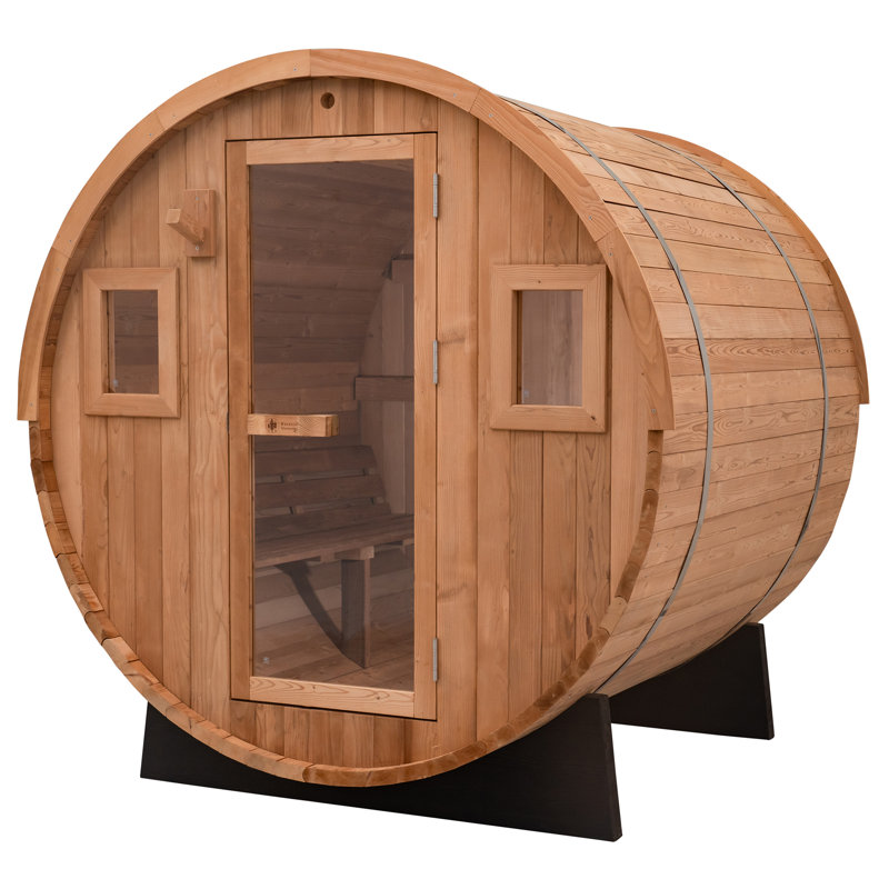 Sauna extérieur en baril - 6 personnes avec radiateur 8kw Harvia Kip