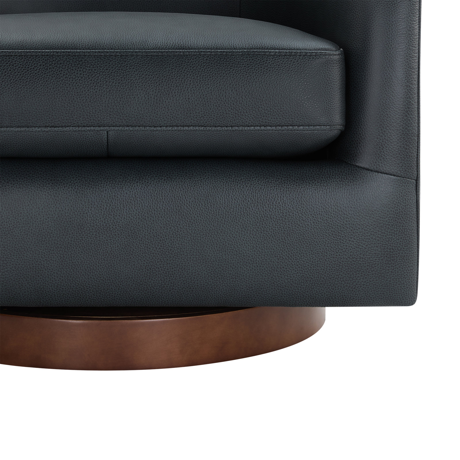Bennett Genuine Leather Swivel Barrel Chair, Navy