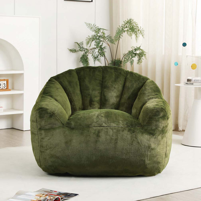 Fauteuil à billes, Imitation fourrure verte