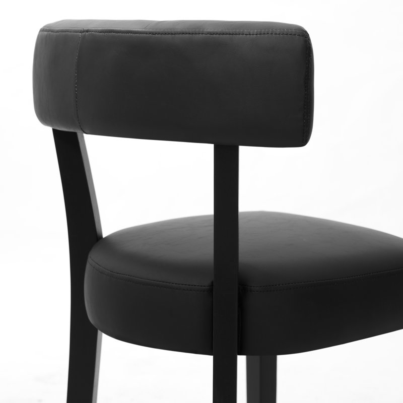 Tabouret de bar 26 po Mid-Century, Similicuir noir / cadre noir, 2