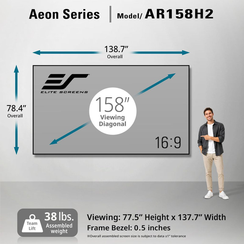 Aeon CineGrey, 158 po Diag., 16: 9, cadre de projection gris mat à contraste élevé sans cadre