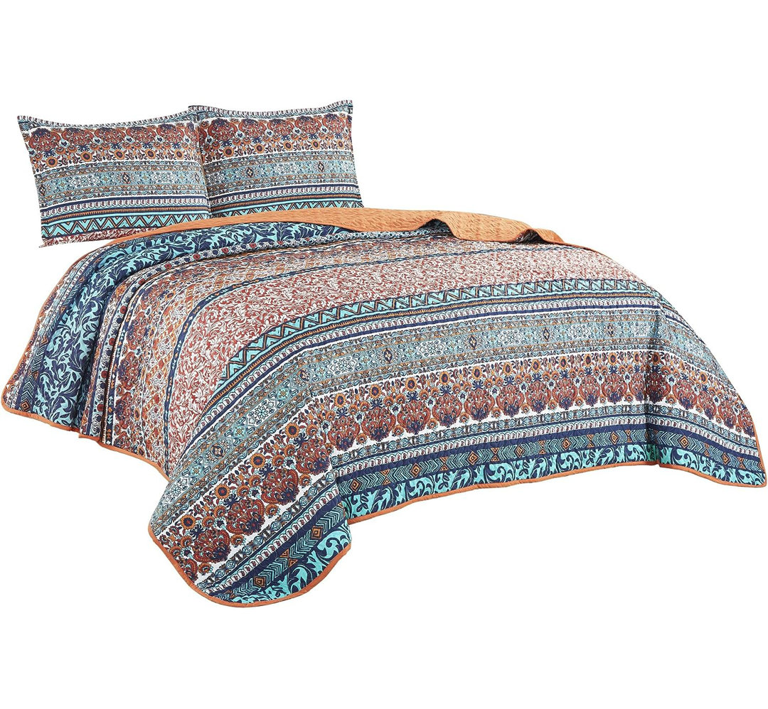 Boho Microfiber Bedding Quilt Set Chezmoi Collection