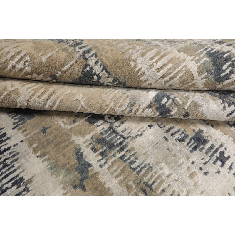 Tapis beige contemporain en laine noué à la main 8 x 8 x 8 po