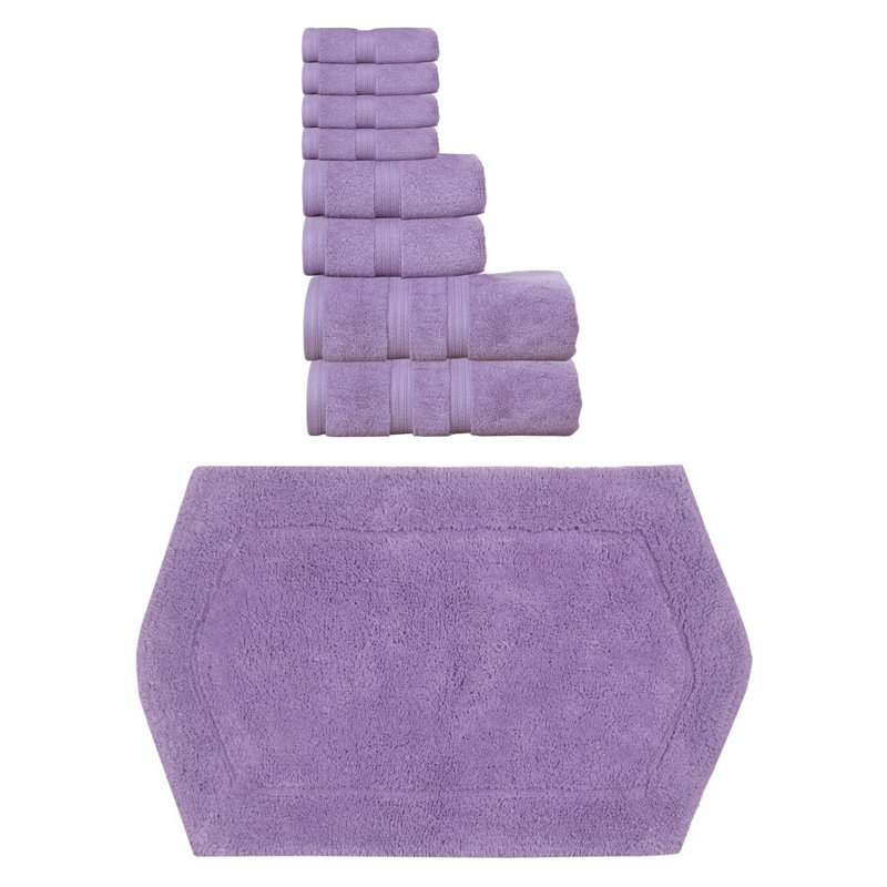 Ensemble de serviettes 100% coton et tapis de bain 1 pièce Bryd Collection, Mauve