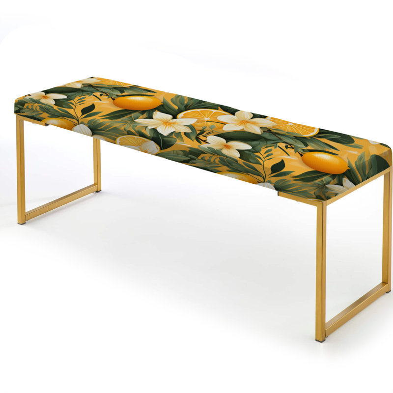Mango Sunset - motif tropical - banc rembourré doré