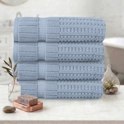 Ensemble de serviettes 4 pièces Willow - 100% coton peigné, qualité supérieure 630 g / m², bleu, ultra doux et très absorbant (4 serviettes de bain)