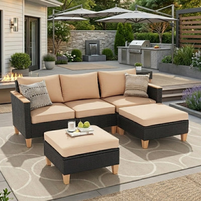 4 - Person Modular Patio Conversation Sets With Cushions