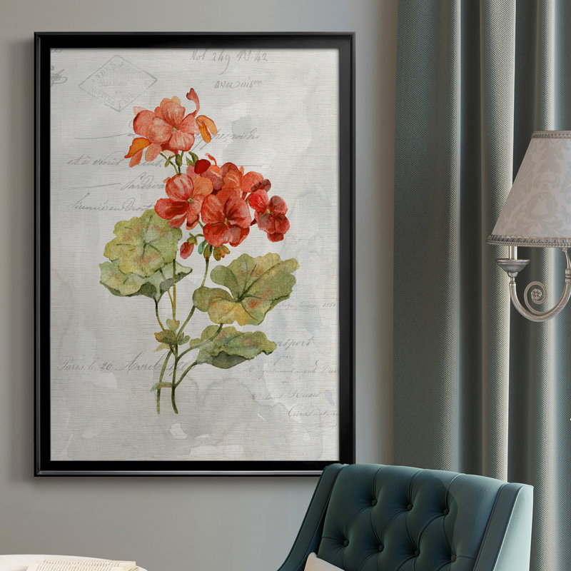 Lin géranium - peinture sur toile encadrée, Noir, H 26,5 po x l 36,5 po x P 1,5 po