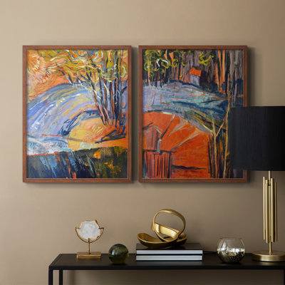 «Cadmium Winter Solstice III», reproduction encadrée de qualité supérieure - prête à être accrochée - aucun clou requis - aucun clou requis