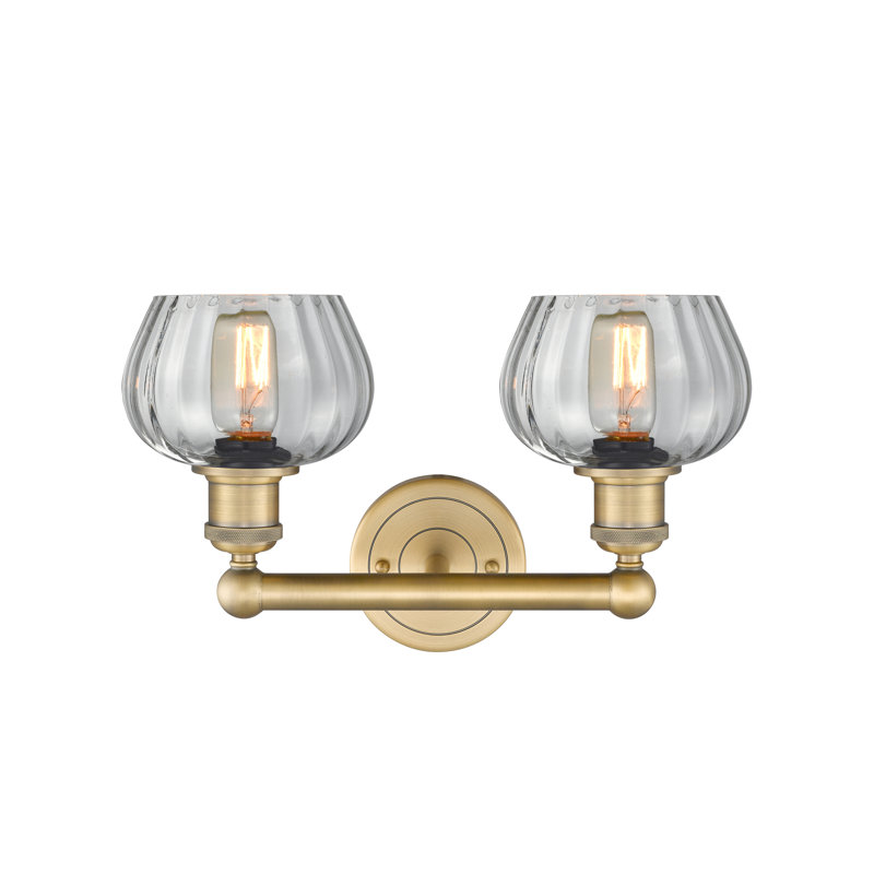 Éclairage pour meuble-lavabo à 2 lumières, Transparent, Laiton brossé