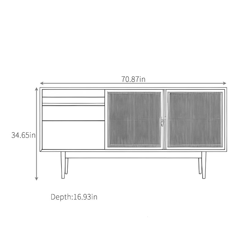Glass-Door Minimalist Sideboard, Black