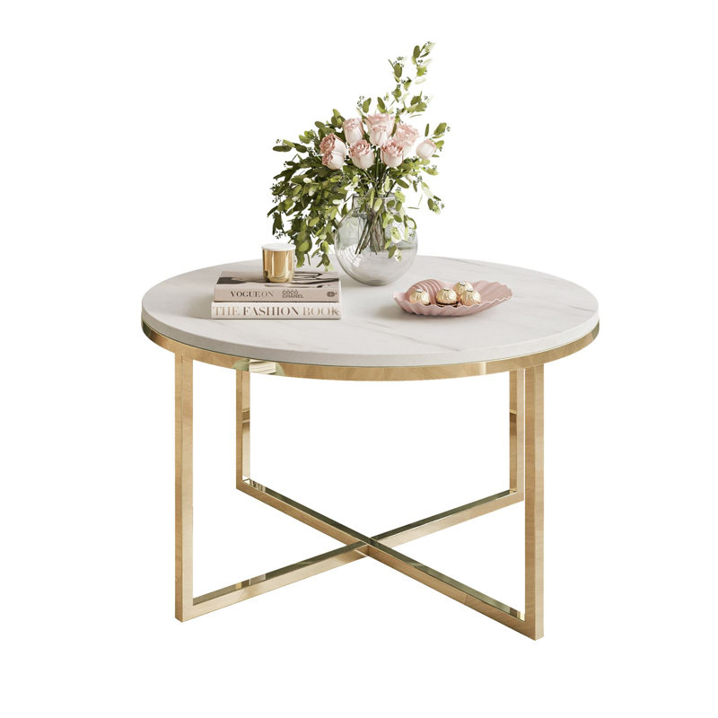Elona Cross Legs Coffee Table, Gold, Levanto