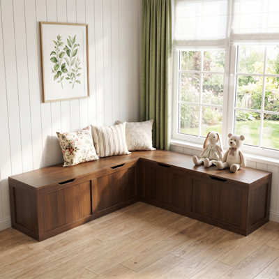 63" L-Shaped Storage Bench, Flip Top Corner Breakfast Nook Dining Bench Seating, Modular Corner Dining Bench Seating with Hidden Storage for Dining Room Entryway Living Room