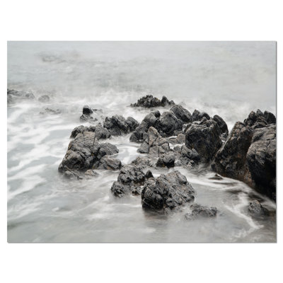 " Black And White Rocky Coastline "