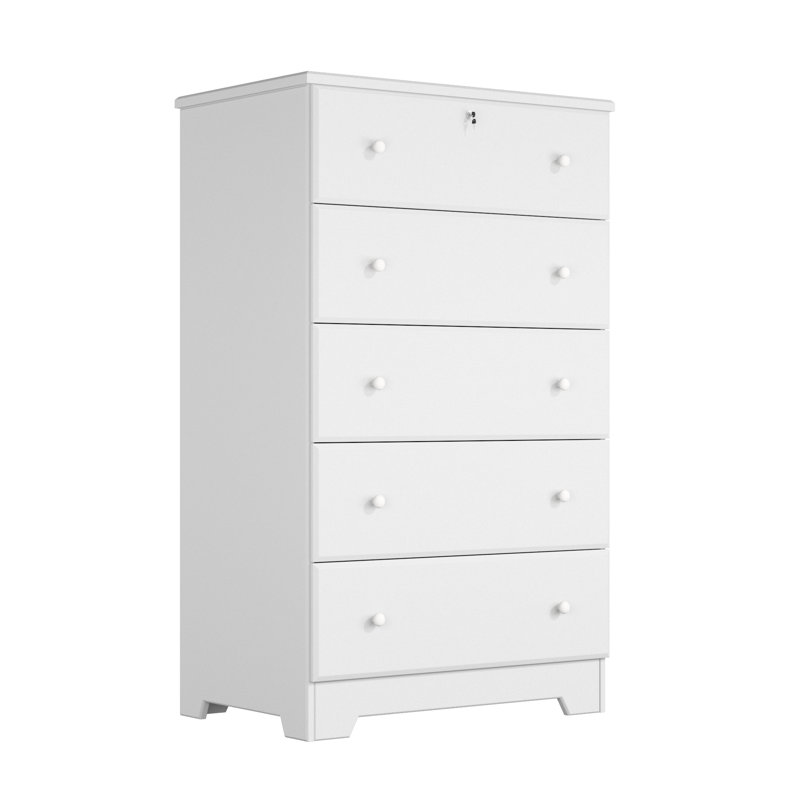 Commode à 5 tiroirs Raiquan, Blanc