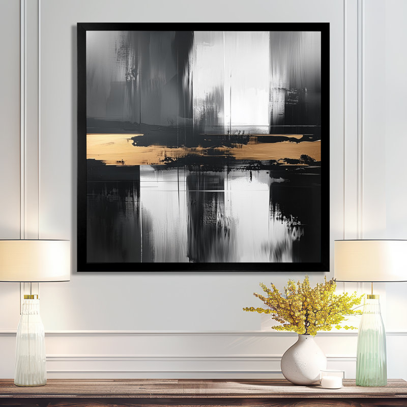 Orenbuch - Abstract Wall Art, Picture Framed Print, Black, 16" H x 16" W