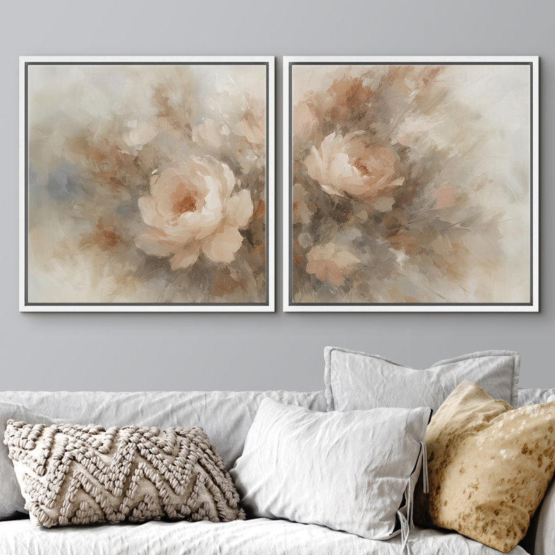 Impression sur toile encadrée romantique romantique, Cadre flottant blanc, H 24 po x l 24 po