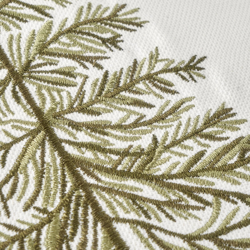 New Year Embroidered Cushion Cover, Polyester, White Floral