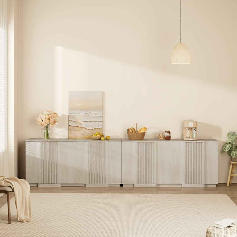 Ensemble de 2 panneaux à cannelures 55 po Designer Modern Minimalist Style, Blanc