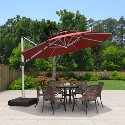 3.4m Lighted Cantilever Parasol With Base