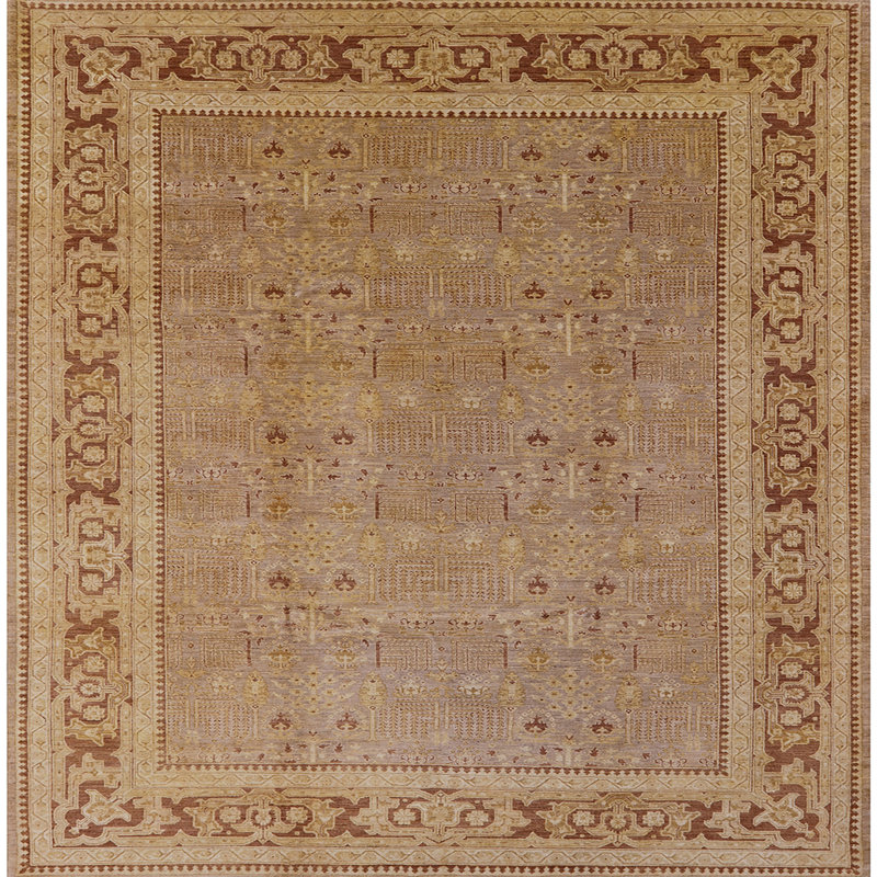 Tapis oriental brun clair / brun, Carré 6 pi