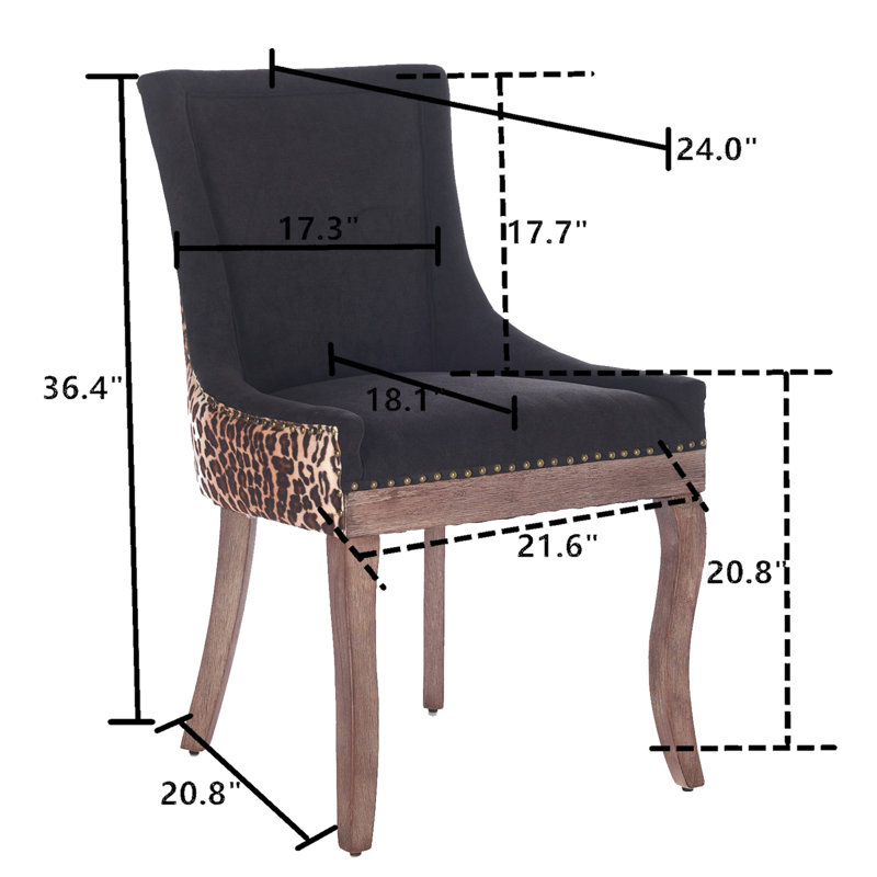 Ensemble de 2 chaises de salle à manger rembourrées, Noir, noir, noir, noir