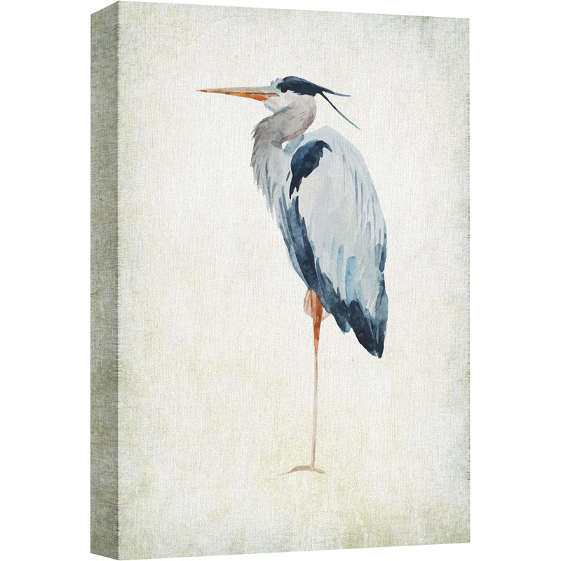 Crane Heron Bird " Blue Heron Bird Wild Animal Gallery Wrap ", Wrapped Canvas, 18" H x 12" W x 1.5" D