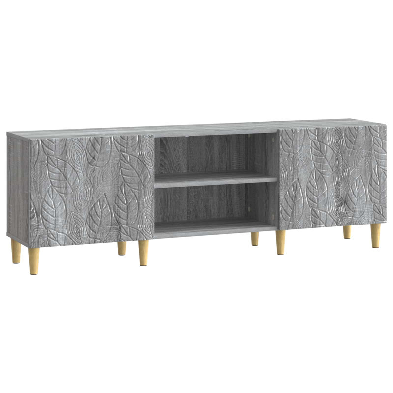Unfinished TV Stand for TVs up to 65" with Fireplace Included, Grey Sonoma
