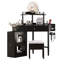 Bureau de coin avec tabouret de rangement et station de charge
