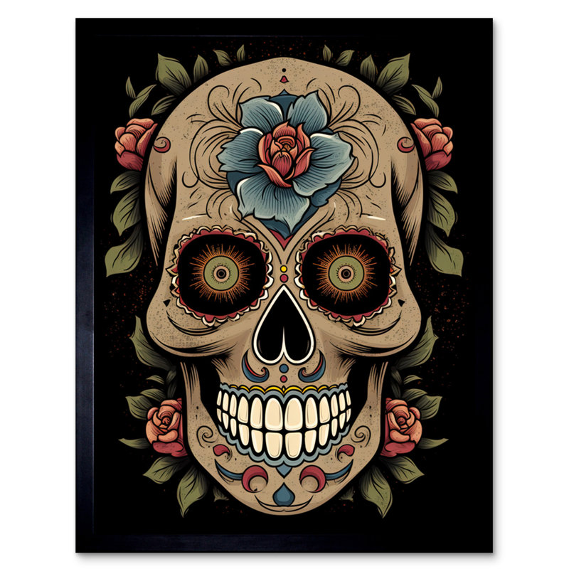 Bhateri Old School USA Tattoo Ink Body Art Day Dead Skull Rockabilly Americana 50s - Single Picture Frame Print
