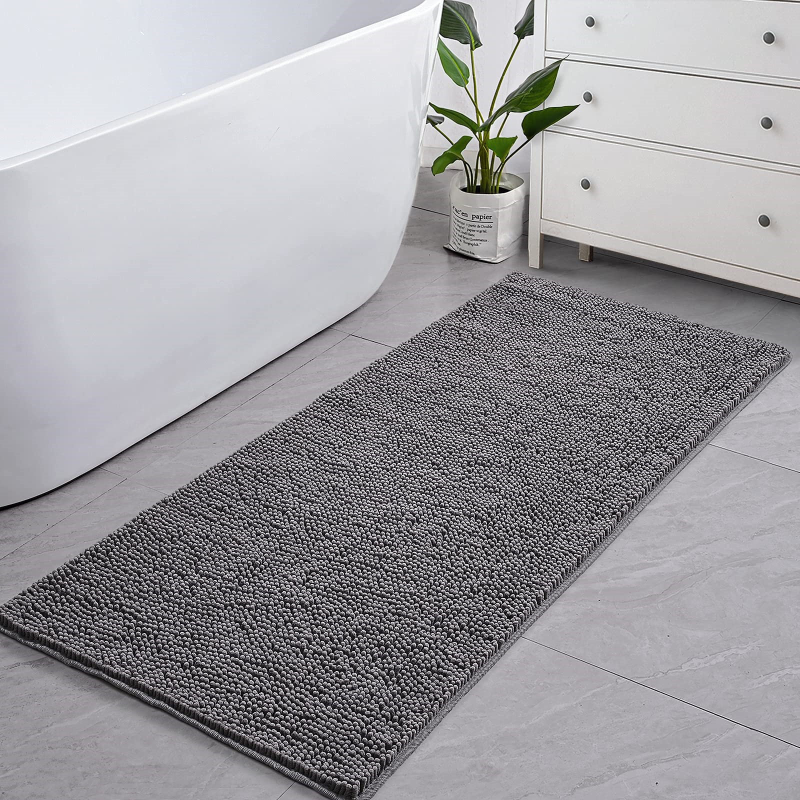 Chenille Bath Rug with Non-Slip Backing Hokku Designs