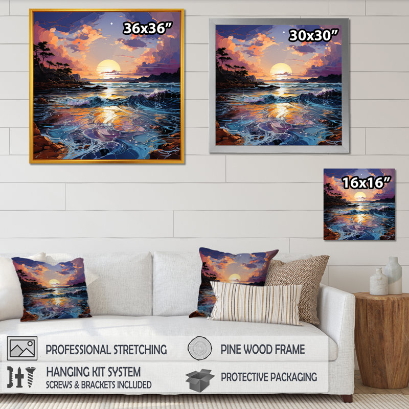 «Storms Charm», impression liquide, Cadre simple noir, H 36 po x l 36 po x P 1,5 po