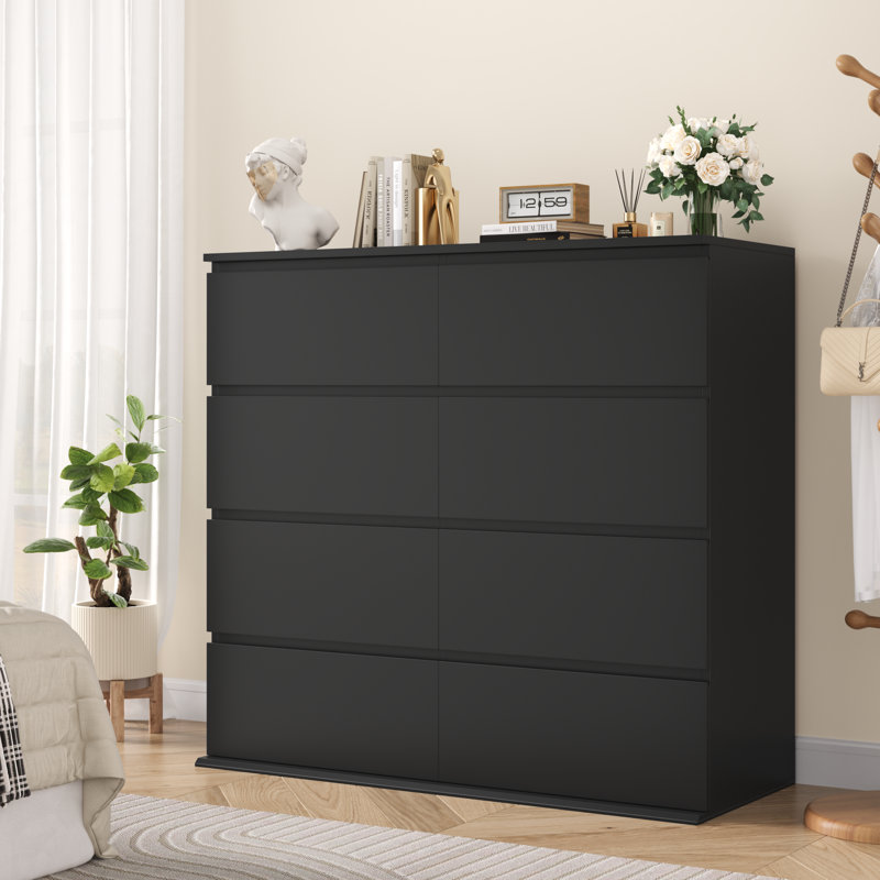 Commode double 8 tiroirs l 41,3 po, Noir
