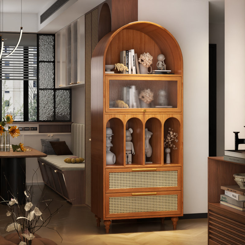 French Retro Arched Display Cabinet, Brown