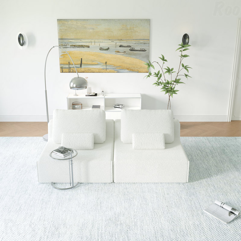 Canapé modulaire surdimensionné surdimensionné - tissu de luxe Boucle, ensemble de canapé de plancher, convertible compressé, rembourré de mousse