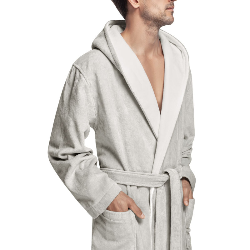Art Line Velour 100% Cotton Terry Cloth Bathrobe, Gray, XXXL