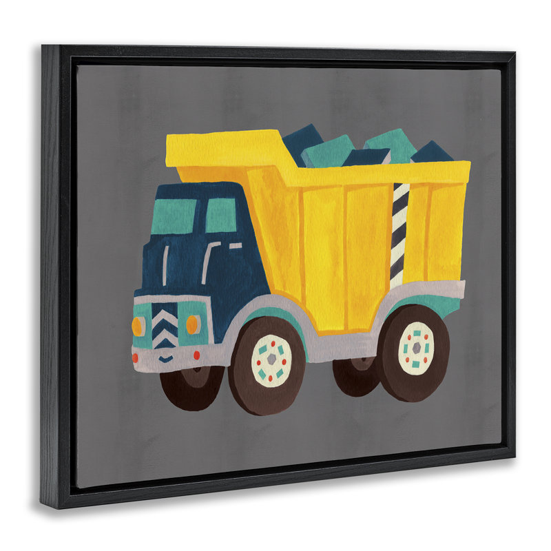  "Dump Truck", art mural encadré flottant par Irene Chan, Cadre flottant noir de jais, H 17 po x l 21 po