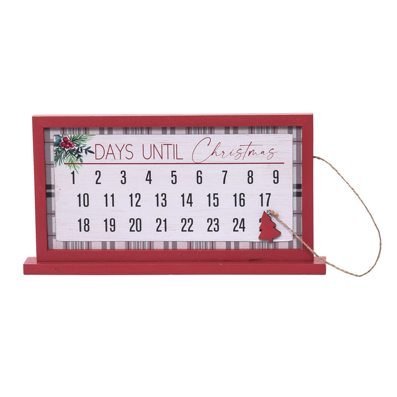 Transpac Wood 12.99 in. Multicolor Christmas Traditional Plaid Advent Calendar