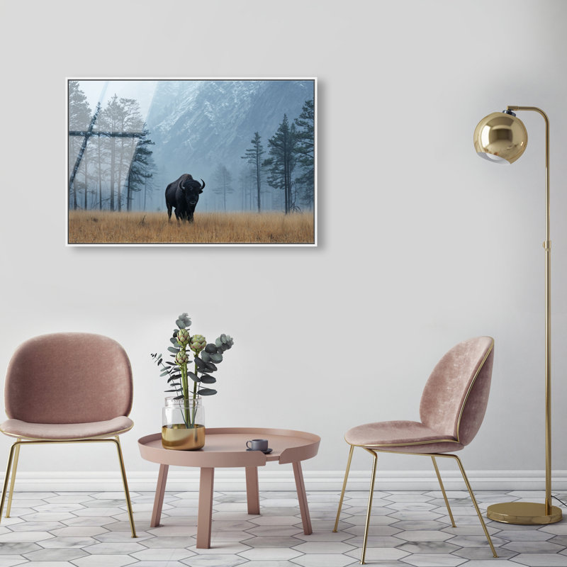 Mountain Bison II Print by Oliver Gal, 25" H x 37" W, White Floater Frame