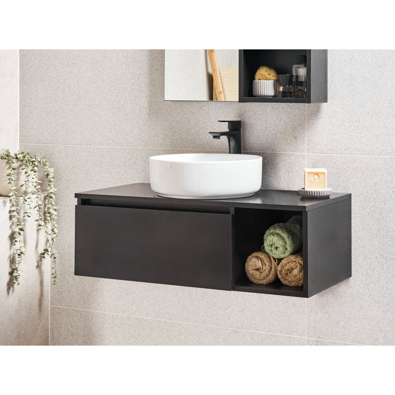 Wall Mounted Washbasin Cabinet RUPANCO 80 cm, Black