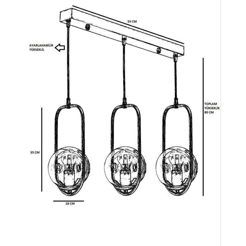 Beauman 3 - Light Kitchen Island Pendant, Gold, White