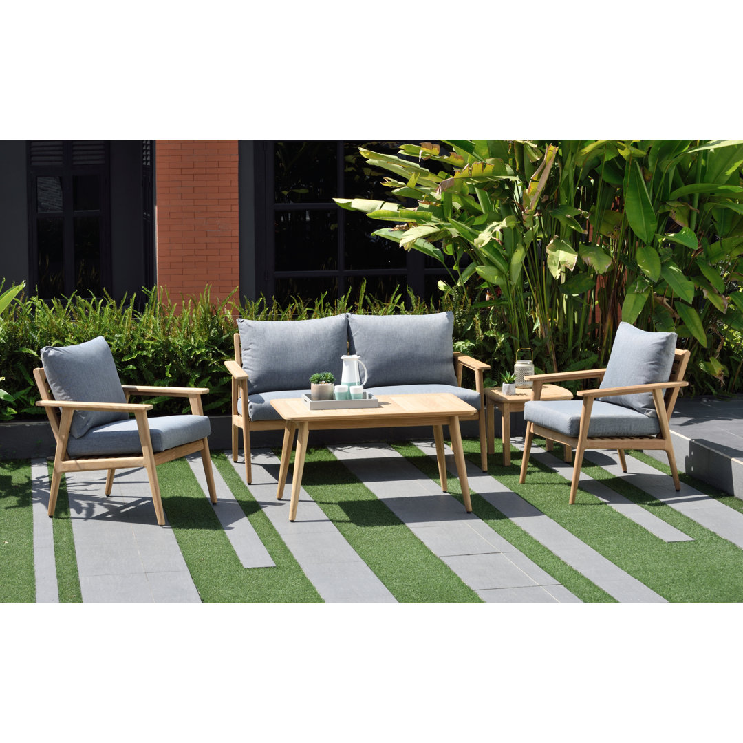 Tempo Teak 4 - Person Patio Conversation Sets with Cushions AllModern