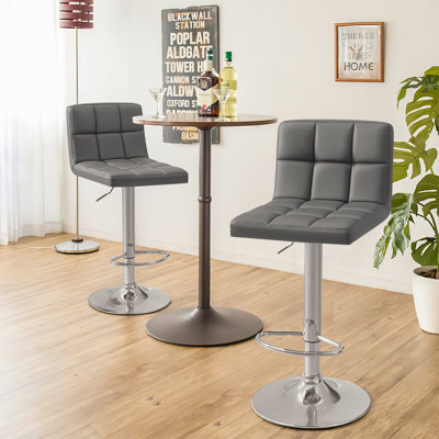 Swivel Upholstered Adjustable Height Counter Stool with Metal Frame