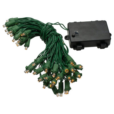 20 Battery Operated LED Wide Angle Christmas Lights - 9.5 ft Green Wire