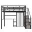 Lit mezzanine double avec escalier de rangement, lit mezzanine avec garde-robe et bureau pour économiser de l'espace