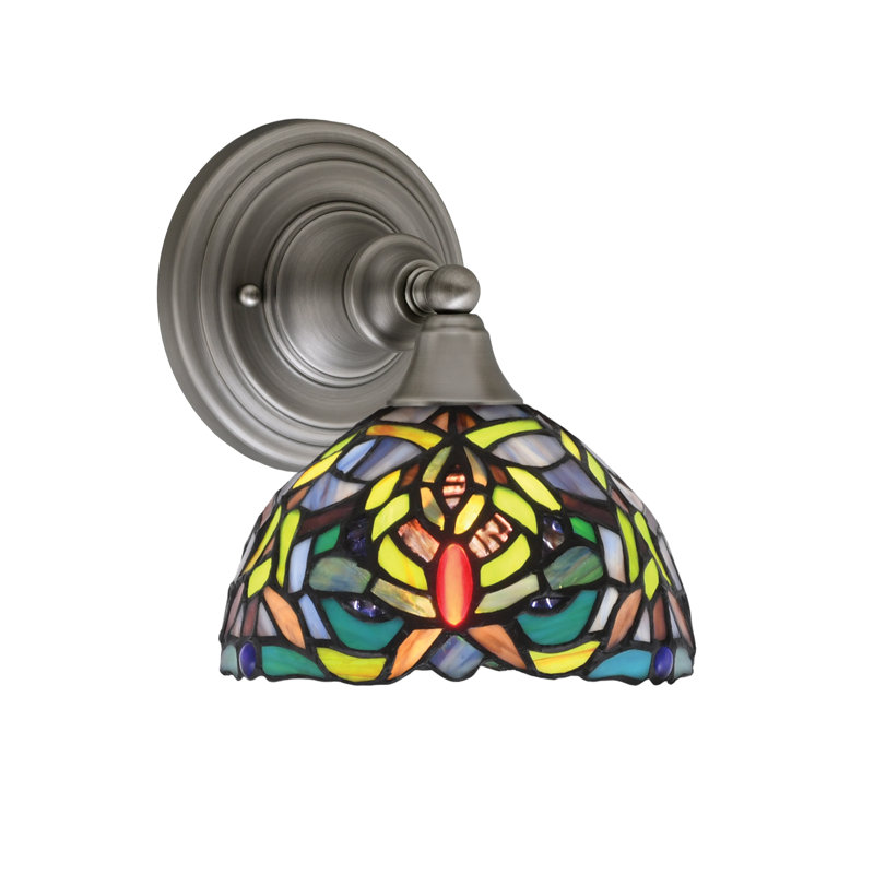 Applique murale avec verre d'art kaléidoscope 7 po, Nickel brossé