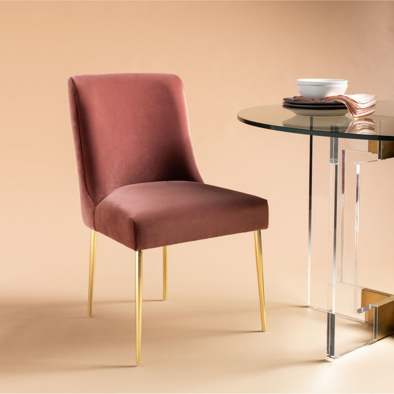 Pine Lake 20.25'' H Upholstered Side Chair, Velvet Dark Rose Pink